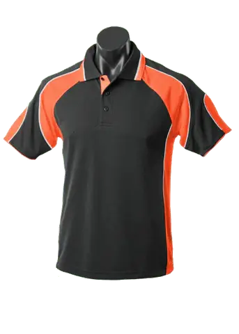 Aussie Pacific Men's Murray Polo Shirt 1300 Casual Wear Aussie Pacific Black/Orange/White S